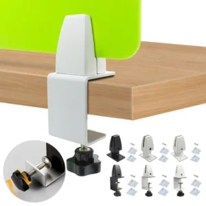 Aluminum Alloy Office Desk Baffle Clip Black White Silver Multifunctional Glass