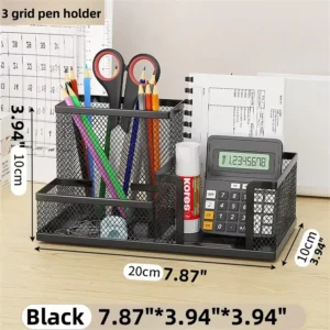 Mesh Desk Organizer Office Supplies Caddy with Pencil Holder and Storage Basket