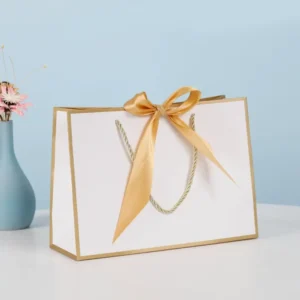 Gift Bags With Handles Paper Party Favor Handbag Bow Ribbon Jewelry Packing Bir