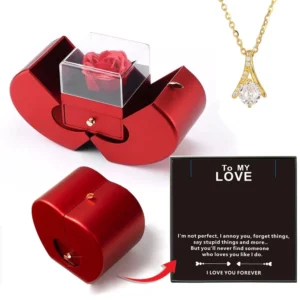 Christmas Gift Apple Jewelry Box With Eternal Flower Box Rose Flower Birthday P
