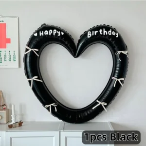 Happy Birthday Heart Photo Frame Balloon with Bowknot Stickers Girlsfriend Vale