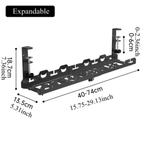 Telescopic Under Table Storage Rack Metal Cable Management Tray Home Office Des
